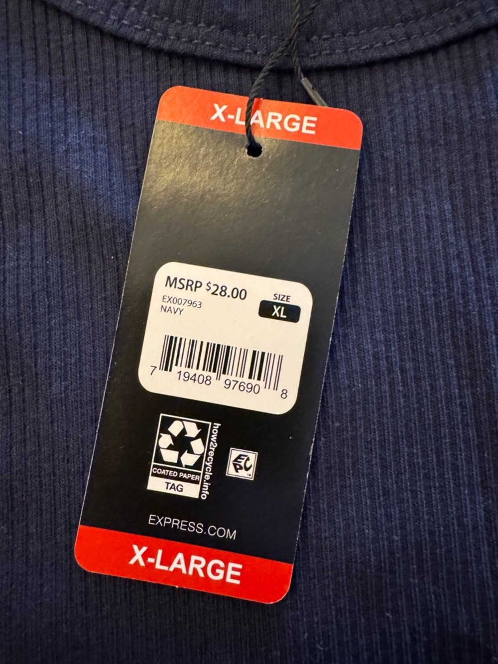 Express Navy Ribbed Tank Top - Picture 3 of 5